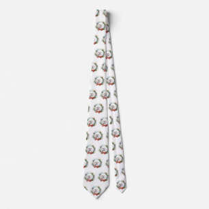 Maltese Christmas Wreath Festive Pup  Tie