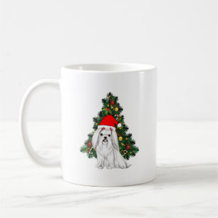 Maltese Christmas, Xmas Maltese Dog with Santa hat Coffee Mug