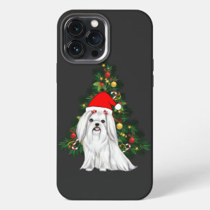 Maltese Christmas, Xmas Maltese Dog with Santa hat iPhone 13 Pro Max Case