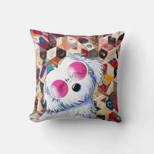 Maltese Crazy Quilt Panel Wall Art Throw Pillow
