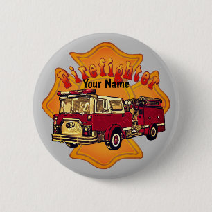 Maltese Cross Firefighter Firetruck  2 Inch Round Button
