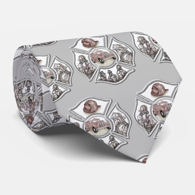 Maltese cross firefighter tie (Rolled)