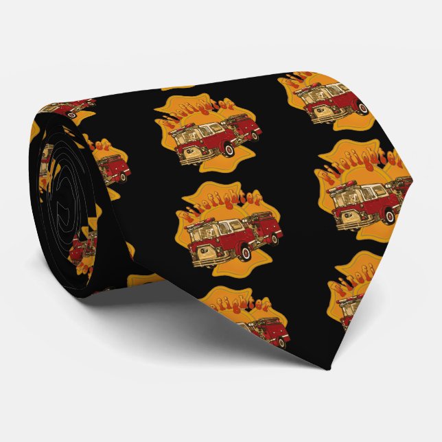 Maltese Cross Firetruck firefighter tie (Rolled)