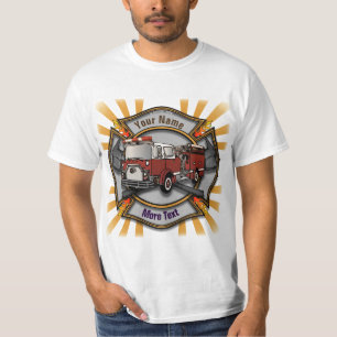 Maltese Cross Firetruck Firefighter  Tshirt