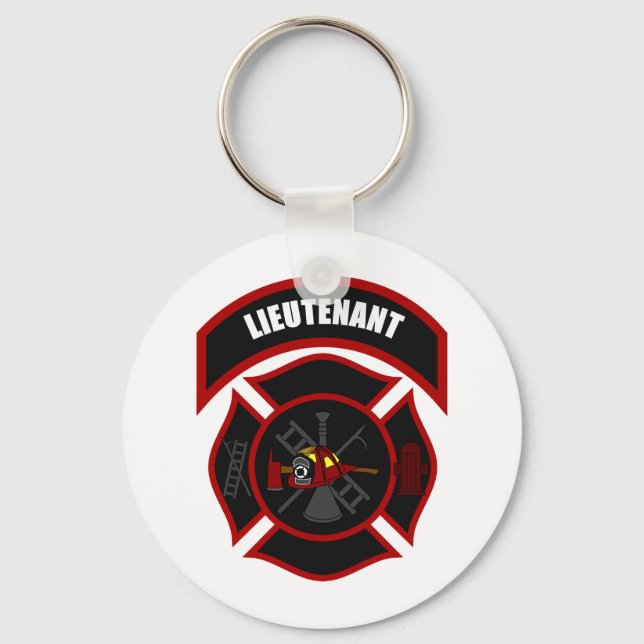 Maltese Cross - Lieutenant (Red Helmet) Keychain (Front)