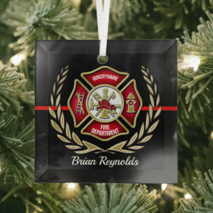 Maltese Cross Personalized Firefighter Ornament