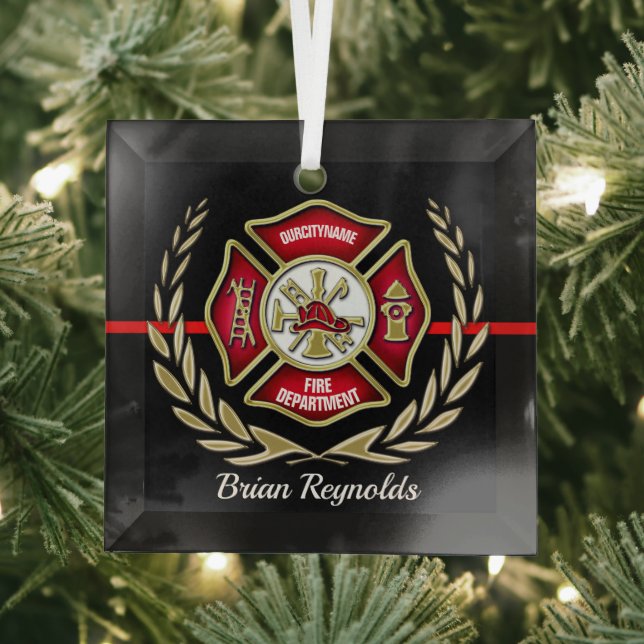 Maltese Cross Personalized Firefighter Ornament (Insitu)