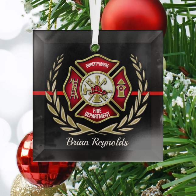 Maltese Cross Personalized Firefighter Ornament (Creator Uploaded)