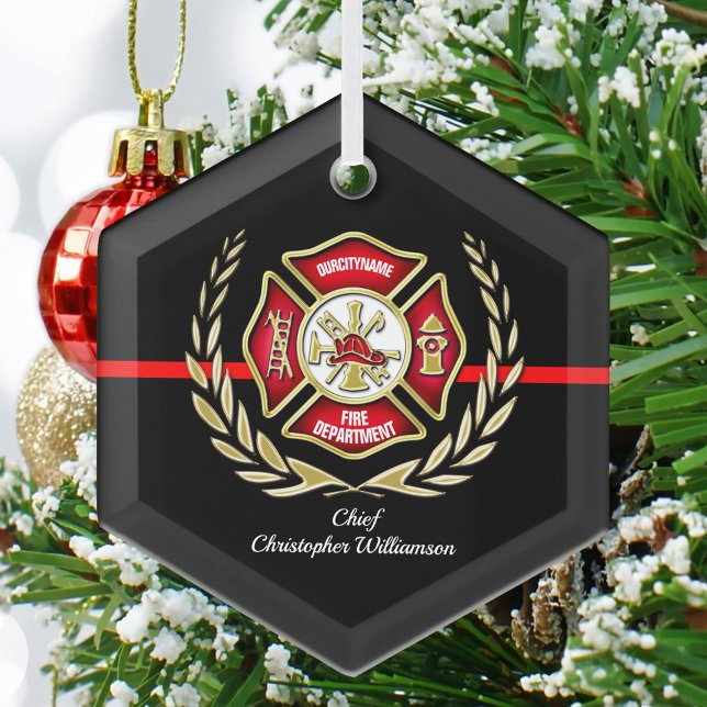 Maltese Cross Personalized Firefighter Ornament (Creator Uploaded)