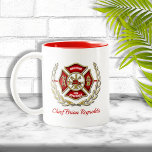 Maltese Cross Personalized Firefighter Two-Tone Coffee Mug<br><div class="desc">Firefighter's keepsake,  personalized coffee mug. Perfect for birthdays,  promotions,  graduation or retirement.</div>