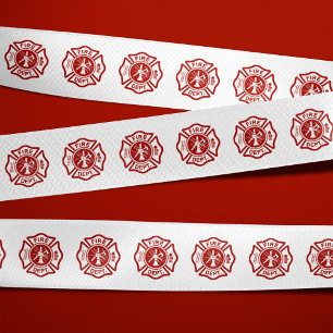 Maltese Cross Symbol Pattern Satin Ribbon