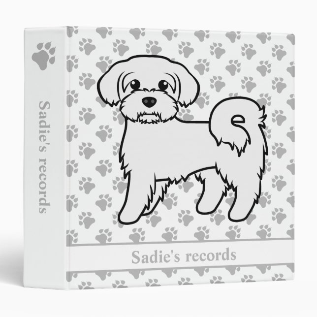 Maltese Cute Cartoon Dog & Custom Text Binder (Front/Spine)