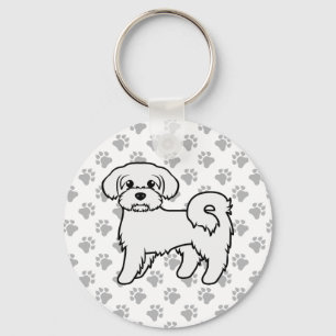Maltese Cute Cartoon Dog Illustration Keychain