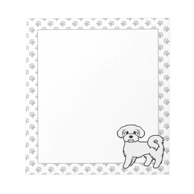 Maltese Cute Cartoon Dog Illustration Notepad (Front)