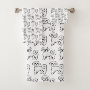 Maltese Cute Cartoon Dog Illustration Pattern Bath Towel Set