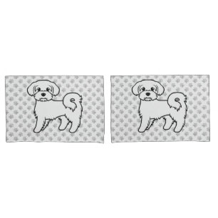 Maltese Cute Cartoon Dog Illustration Pillowcase