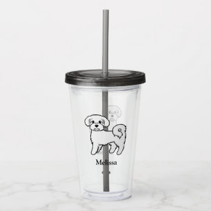 Maltese Cute Cartoon Dog With Custom Name Acrylic Tumbler