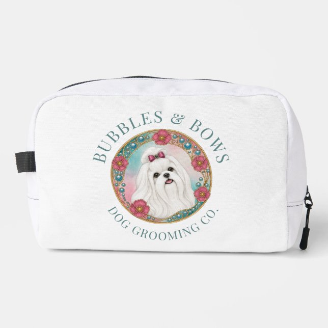Maltese Cute Dog Grooming Kit Wash Bag (Front)
