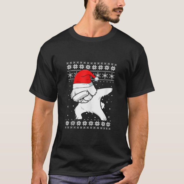 Maltese Dabbing Dance Dog Ugly Sweater Christmas P (Front)