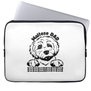 Maltese Dad Black and White Design Maltese Dog Laptop Sleeve
