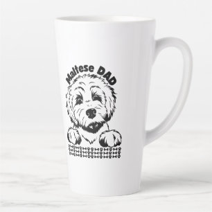 Maltese Dad Black and White Design   Maltese Dog  Latte Mug