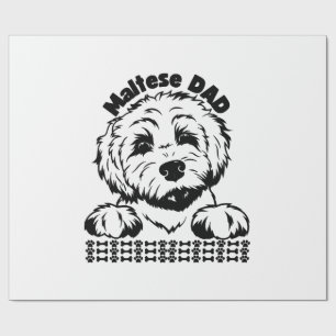 Maltese Dad Black and White Design  Maltese Dog Wrapping Paper