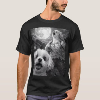 Maltese Dad Funny Vintage Horror Men's Moon T-Shirt