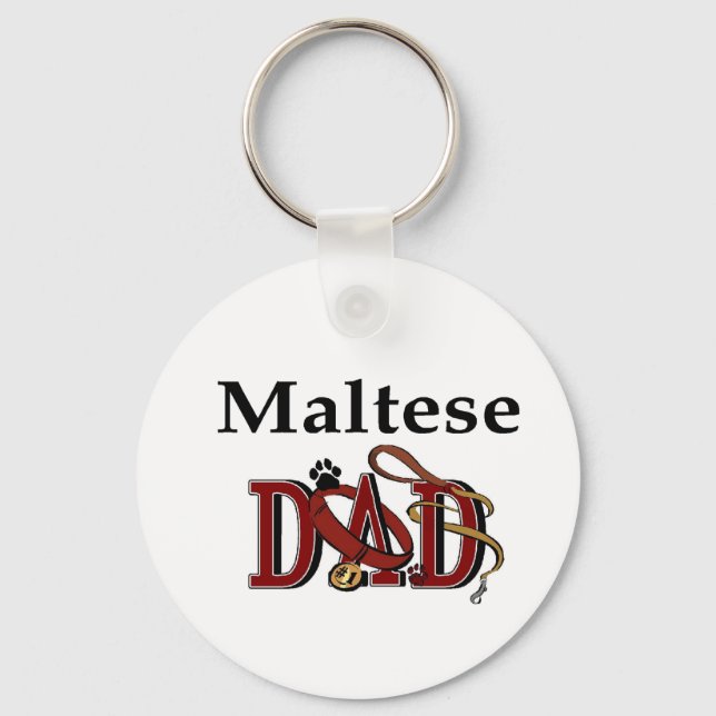 Maltese Dad Gifts Keychain (Front)