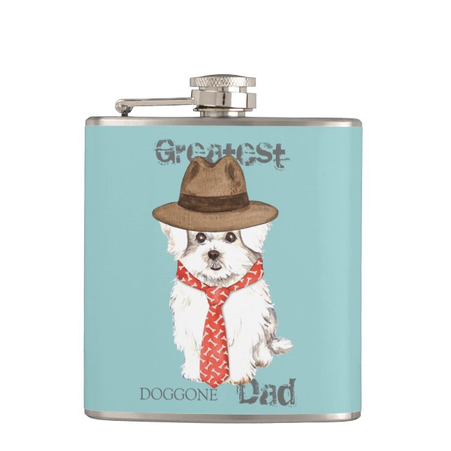 Maltese Dad Hip Flask (Front)