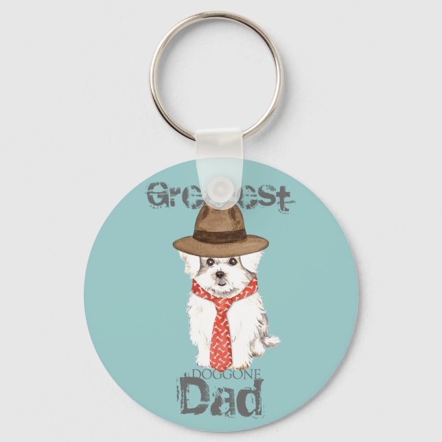 Maltese Dad Keychain (Front)