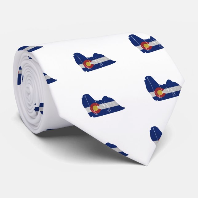 Maltese Dog Breed Colorado Flag Silhouette Tie (Rolled)