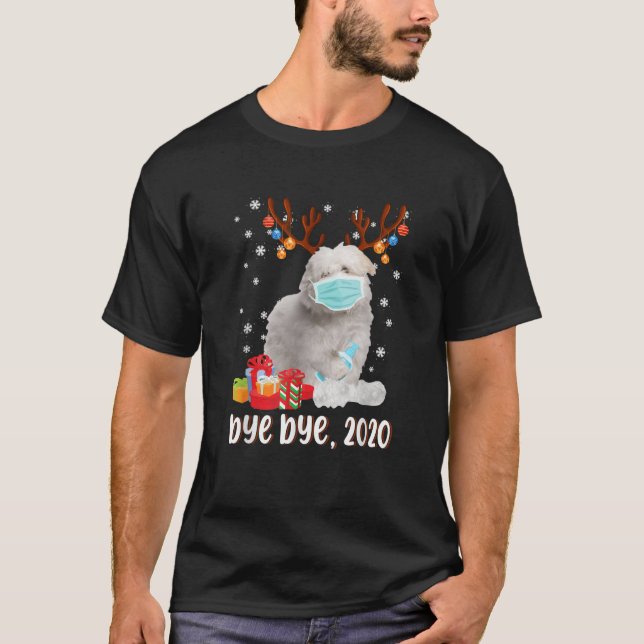 Maltese Dog Bye Bye 2020 Christmas Santa Dog Wear  T-Shirt (Front)