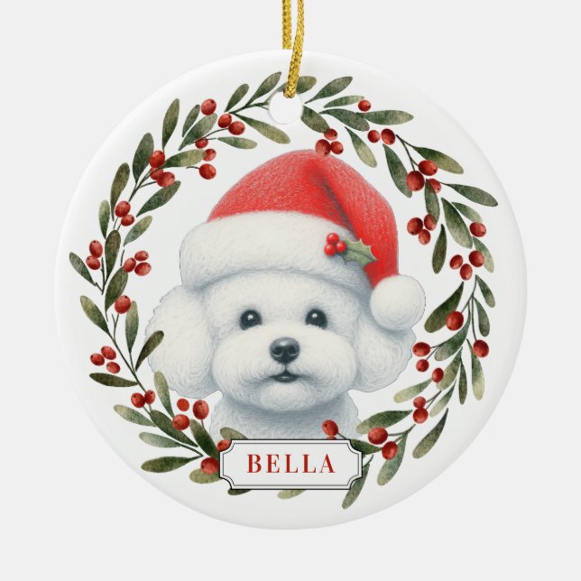 Maltese Dog Ceramic Circle Ornament (Front)