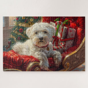 Maltese Dog Christmas Festive Jigsaw Puzzle