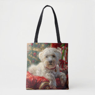 Maltese Dog Christmas Festive Tote Bag
