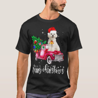 Maltese Dog Christmas Ride Red Truck T-Shirt