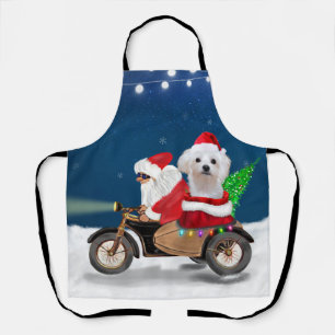 Maltese Dog Christmas Santa Claus Apron