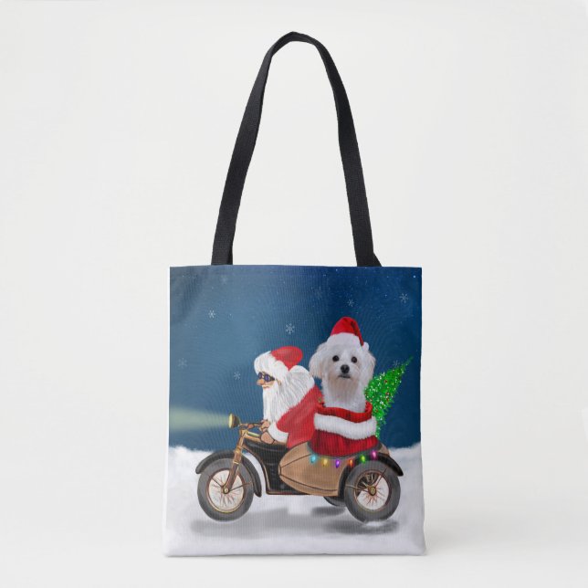 Maltese Dog Christmas Santa Claus  Tote Bag (Front)