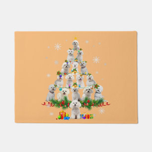  maltese dog christmas tree lights santa xmas dog  doormat