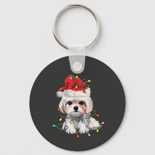 Maltese Dog Christmas, Xmas Maltese Dog Keychain