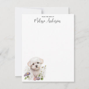 Maltese Dog Cute Puppy Watercolor Personalized Card
