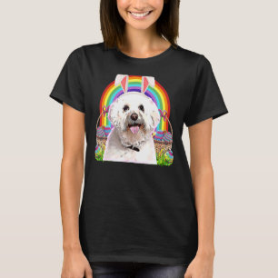 Maltese Dog Easter Bunny Egg Hunt T-Shirt