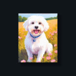 Maltese Dog Flower Field Painting Canvas Print<br><div class="desc">Maltese Dog Flower Field Painting Canvas Art Print</div>