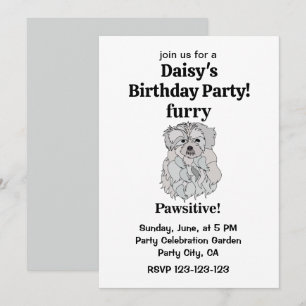 Maltese Dog Furry Pawsitive Funny Birthday Invitation