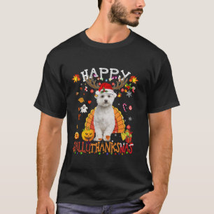 Maltese Dog Halloween Christmas Dog Happy Hallotha T-Shirt