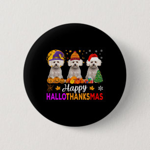 Maltese Dog Halloween Christmas Hallothanksmas 1  2 Inch Round Button