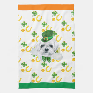 Maltese Dog Holiday Home Decor St Patricks Day Kitchen Towel