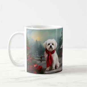 Maltese Dog in Snow Christmas Coffee Mug