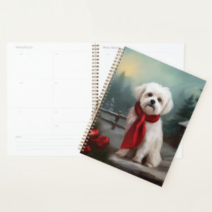 Maltese Dog in Snow Christmas  Planner