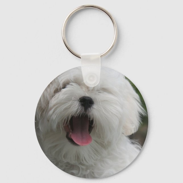 Maltese Dog Keychain (Front)